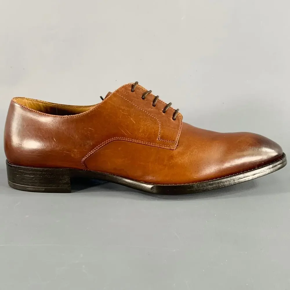 GIORGIO ARMANI Size 7.5 Brown Leather Lace-Up Shoes